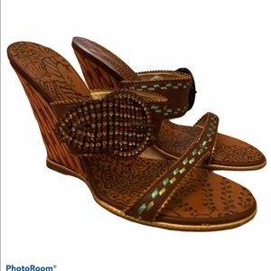 Giuseppe Zanotti Rhinestone Wedge Leather Sandals